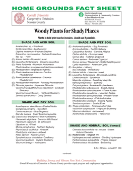 Woody Plants for Shady Places Plants in Bold Print Can Be Invasive