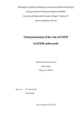 Characterization of the Role of USP25 in EGFR Endocytosis