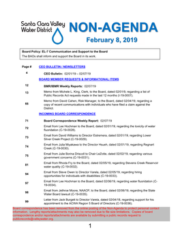 NON-AGENDA February 8, 2019