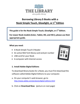 Borrowing Library E-Books with a Nook Simple Touch, Glowlight, Or 1