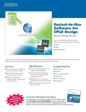 Quartus II Design Software: Easiest-To-Use Software for CPLD