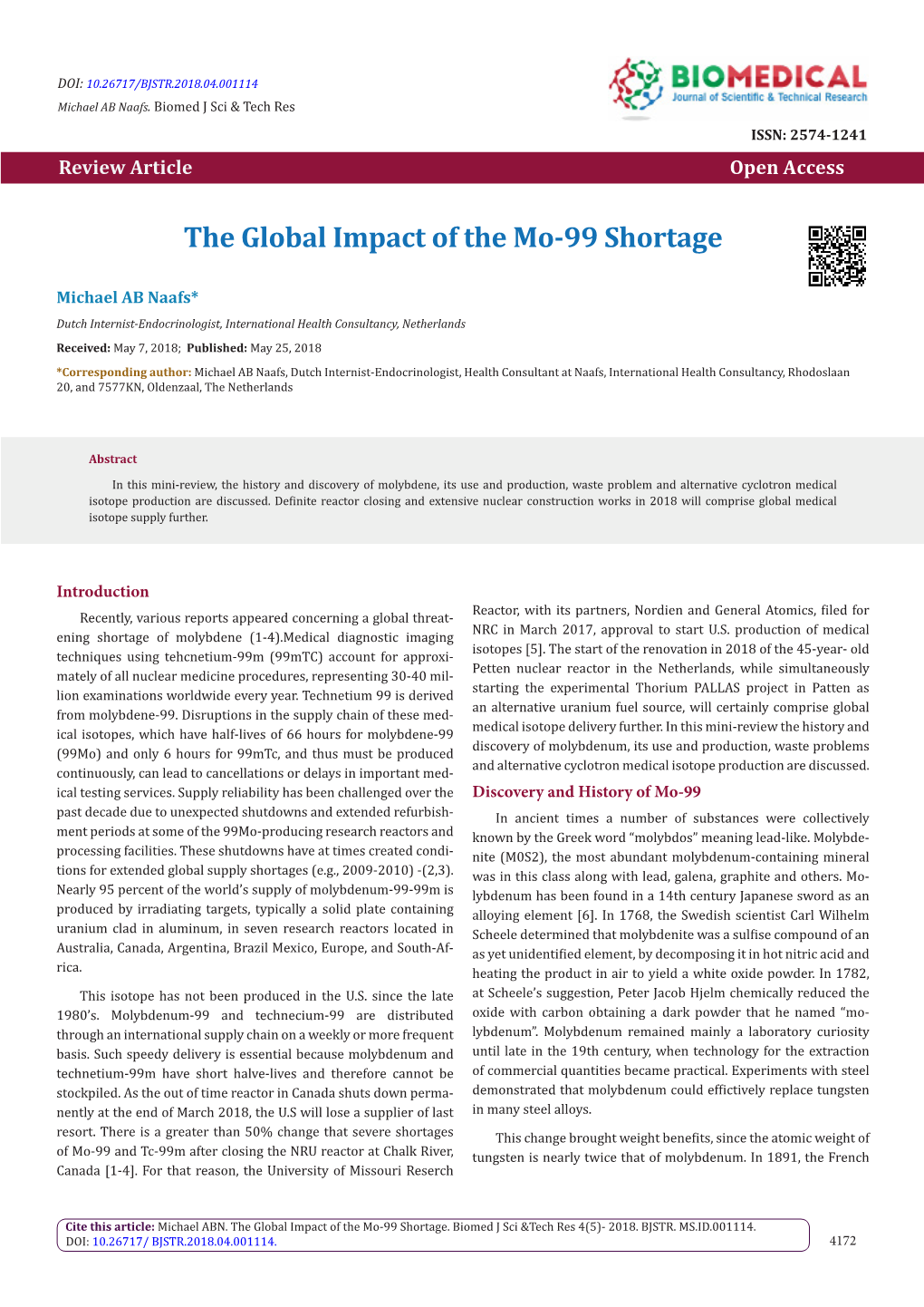The Global Impact of the Mo-99 Shortage