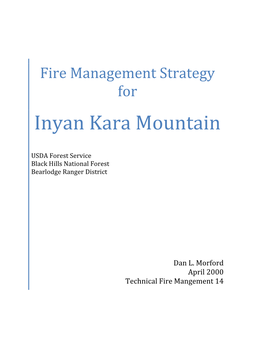 Fire Management Strategy for Inyan Kara Mountain