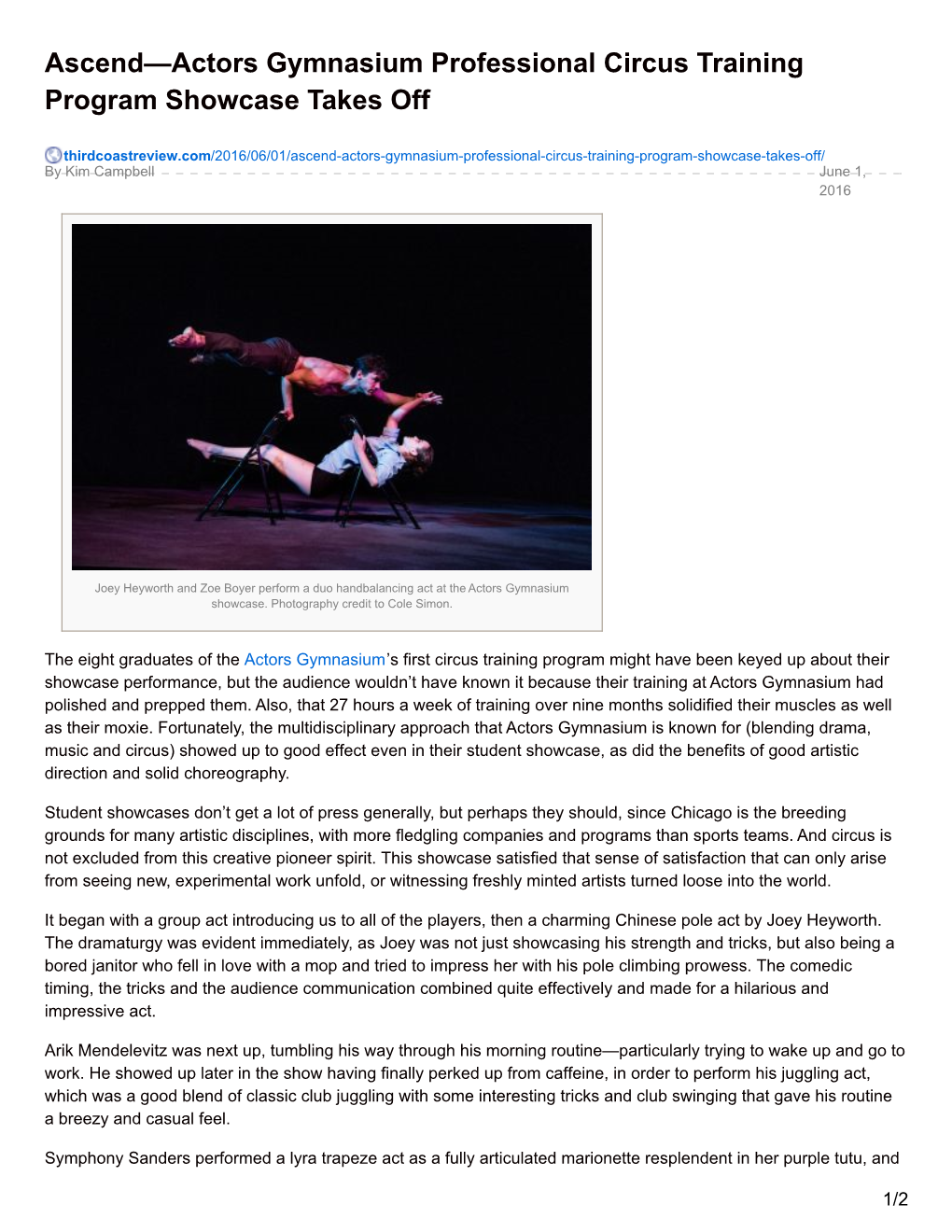 Ascend—Actors Gymnasium Professional Circus Training Program Showcase Takes Off