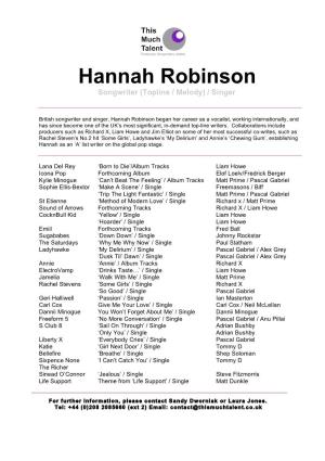 Hannah Robinson Complete CV