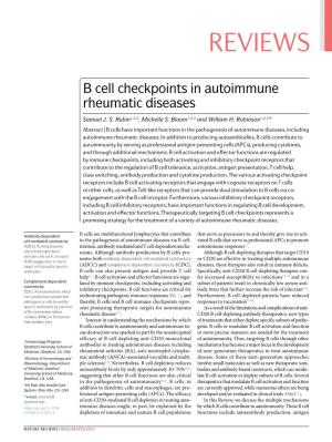 B Cell Checkpoints in Autoimmune Rheumatic Diseases