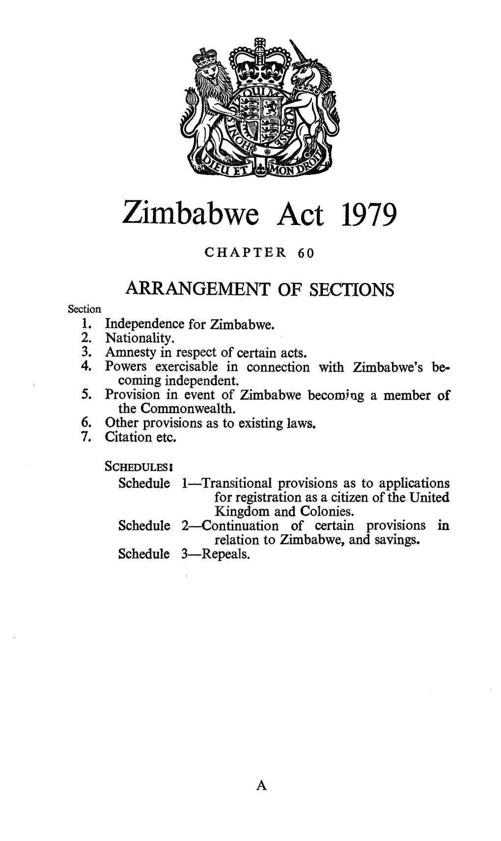 Zimbabwe Act 1979 CHAPTER 60
