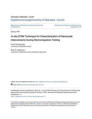 In Situ STEM Technique for Characterization of Nanoscale Interconnects During Electromigration Testing