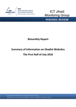 Summary of Information on Jihadist Websites the First Half of July 2016