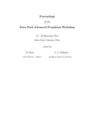 Breakthrough Propulsion Workshop 2016 Proceedings
