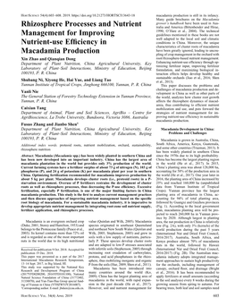 Rhizosphere Processes and Nutrient Management for Improving Nutrient