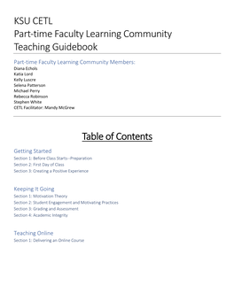 Part-Time Faculty Teaching Guidebook