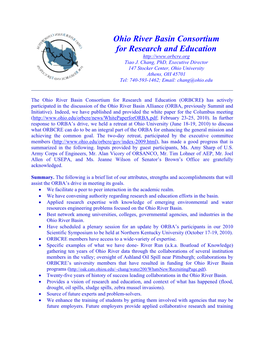 Ohio River Basin Consortium for Research and Education Tiao J