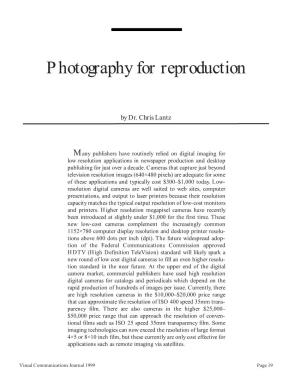 Photography for Reproduction