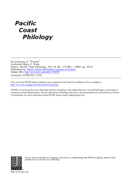 Wack Source: Pacific Coast Philology, Vol