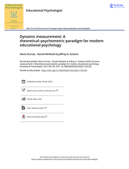 Dynamic Measurement: a Theoretical–Psychometric Paradigm for Modern Educational Psychology