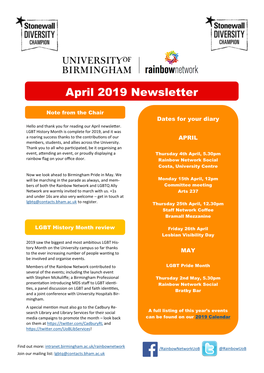 April 2019 Newsletter