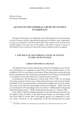Access to the Federal Court of Justice in Germany
