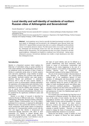 Local Identity and Self-Identity of Residents of Northern Russian Cities of Arkhangelsk and Severodvinski