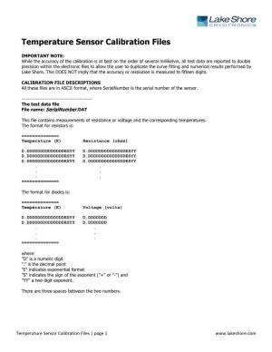 Temperature Sensor Calibration Files