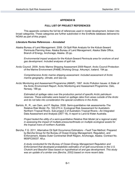Alaska/Arctic Spill Risk Assessment APPENDIX B: Full List of Project References