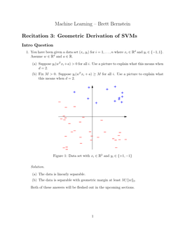 Brett Bernstein Recitation 3: Geometric Derivation of Svms