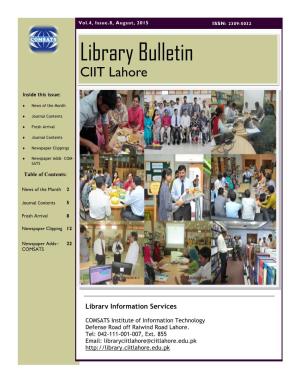Library Bulletin, August 2015