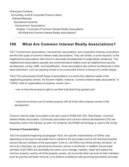 100 What Are Common Interest Realty Associations?