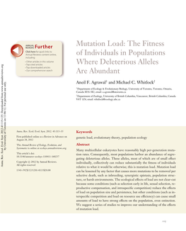 Mutation Load: the Fitness of Individuals in Populations Where Deleterious Alleles Are Abundant