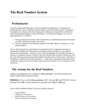 The Axioms for the Real Numbers