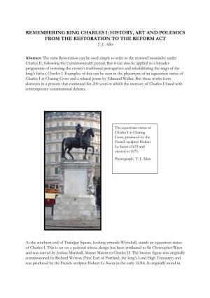 Remembering King Charles I: History, Art and Polemics from the Restoration to the Reform Act T