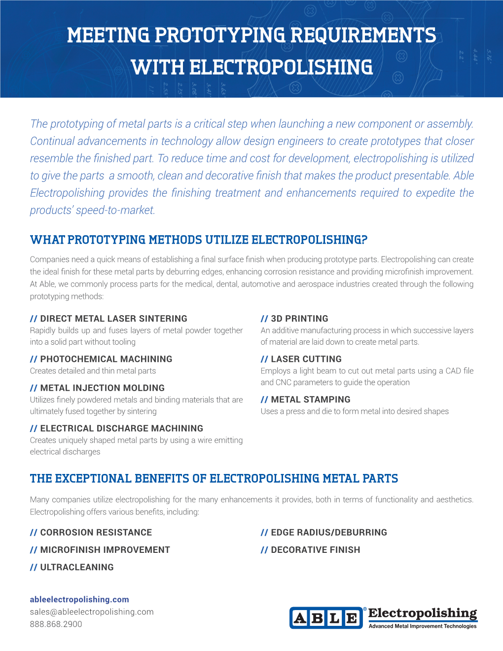 Meeting Prototyping Requirements with Electropolishing