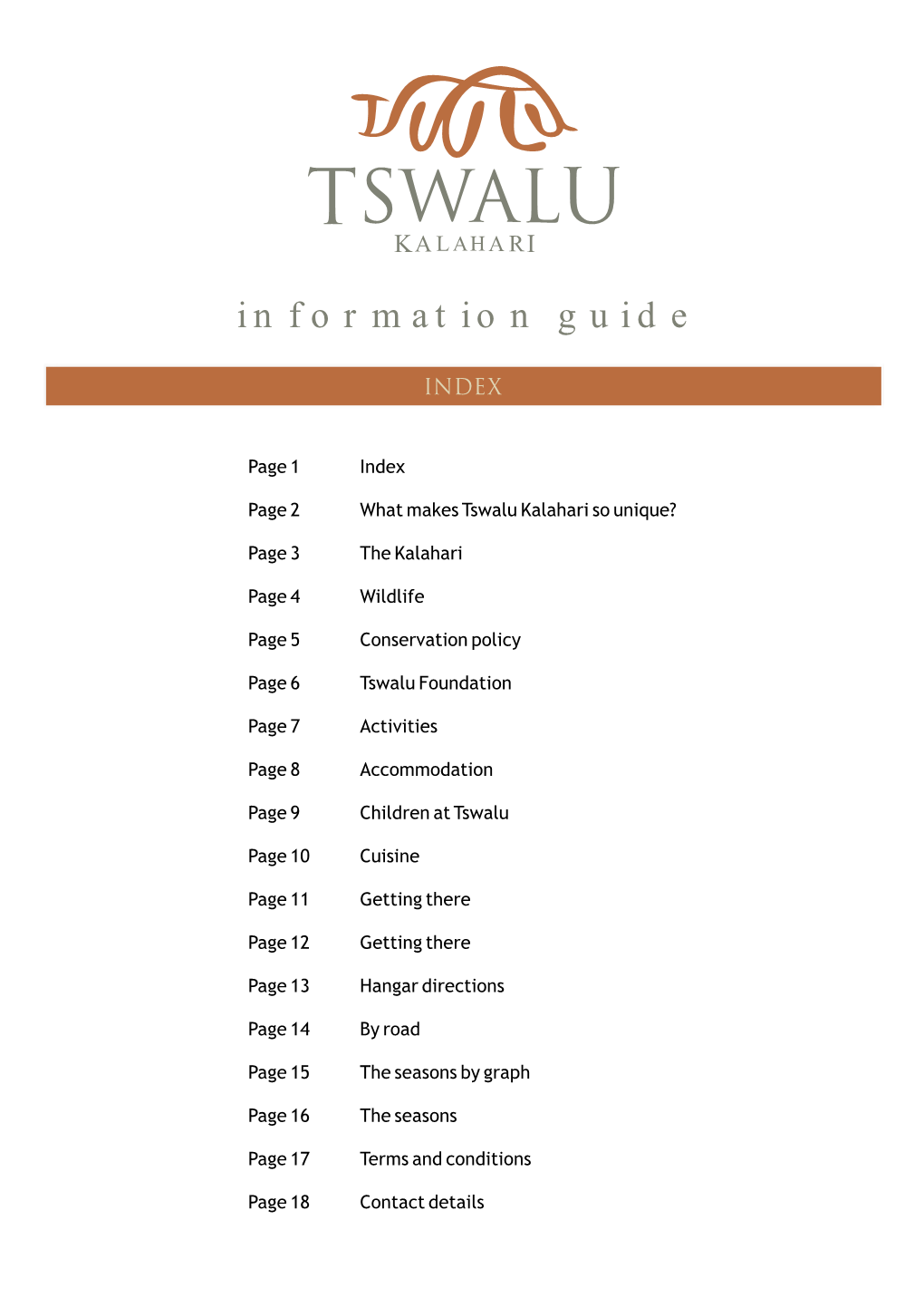 Tswalu Information Guide