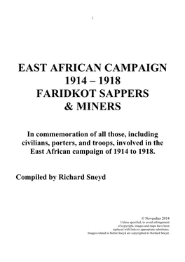 East Africa Campaign 1914-1918: the Faridkot Sappers and Miners