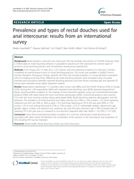 Prevalence and Types of Rectal Douches Used for Anal Intercourse