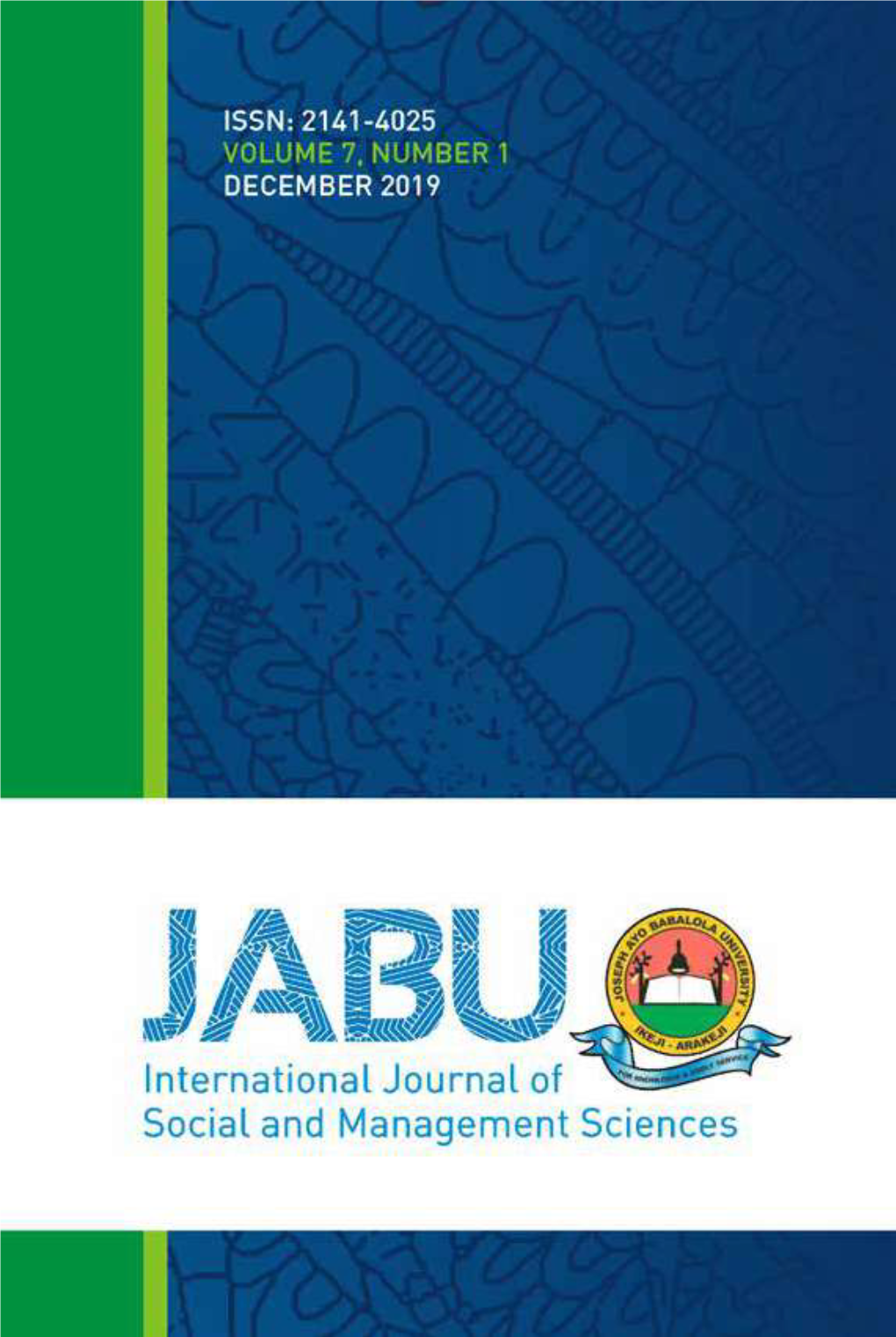 JABU International Journal of Social and Management Sciences Vol. 7