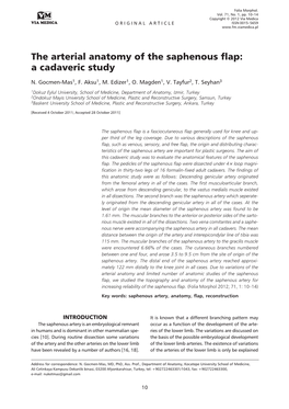 The Arterial Anatomy of the Saphenous Flap: a Cadaveric Study