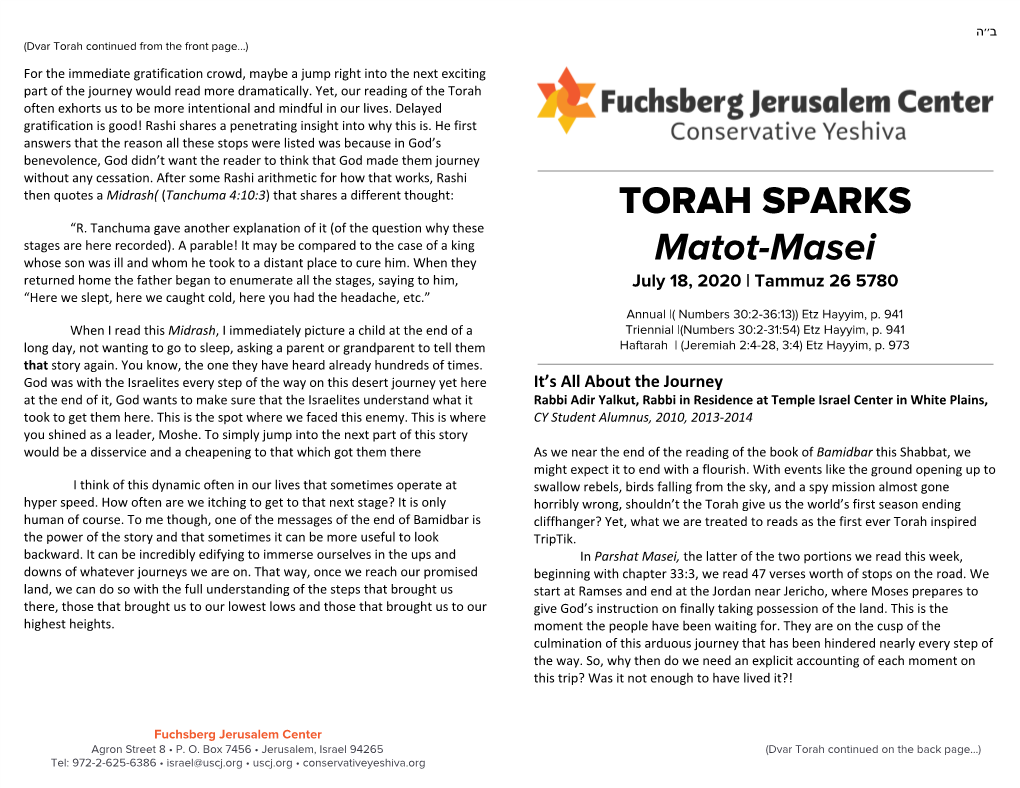 TORAH SPARKS Matot-Masei