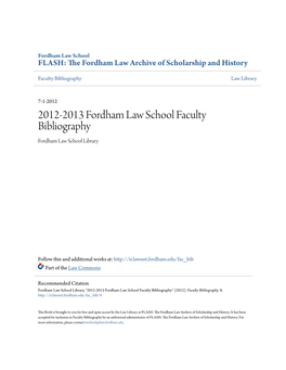 2012-2013 Fordham Law School Faculty Bibliography Fordham Law School Library