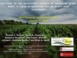 Declines in Non-Persistent Viruses of Succulent Green Bean: a Value Proposition for At-Plant Seed Treatments