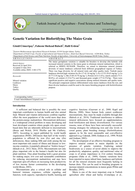 Genetic Variation for Biofortifying the Maize Grain