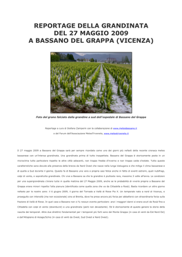 Reportage Della Grandinata Del 27 Maggio 2009 a Bassano Del Grappa (Vicenza)