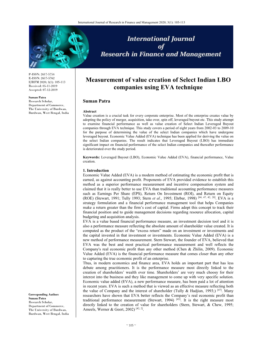 Measurement of Value Creation of Select Indian LBO Companies Using