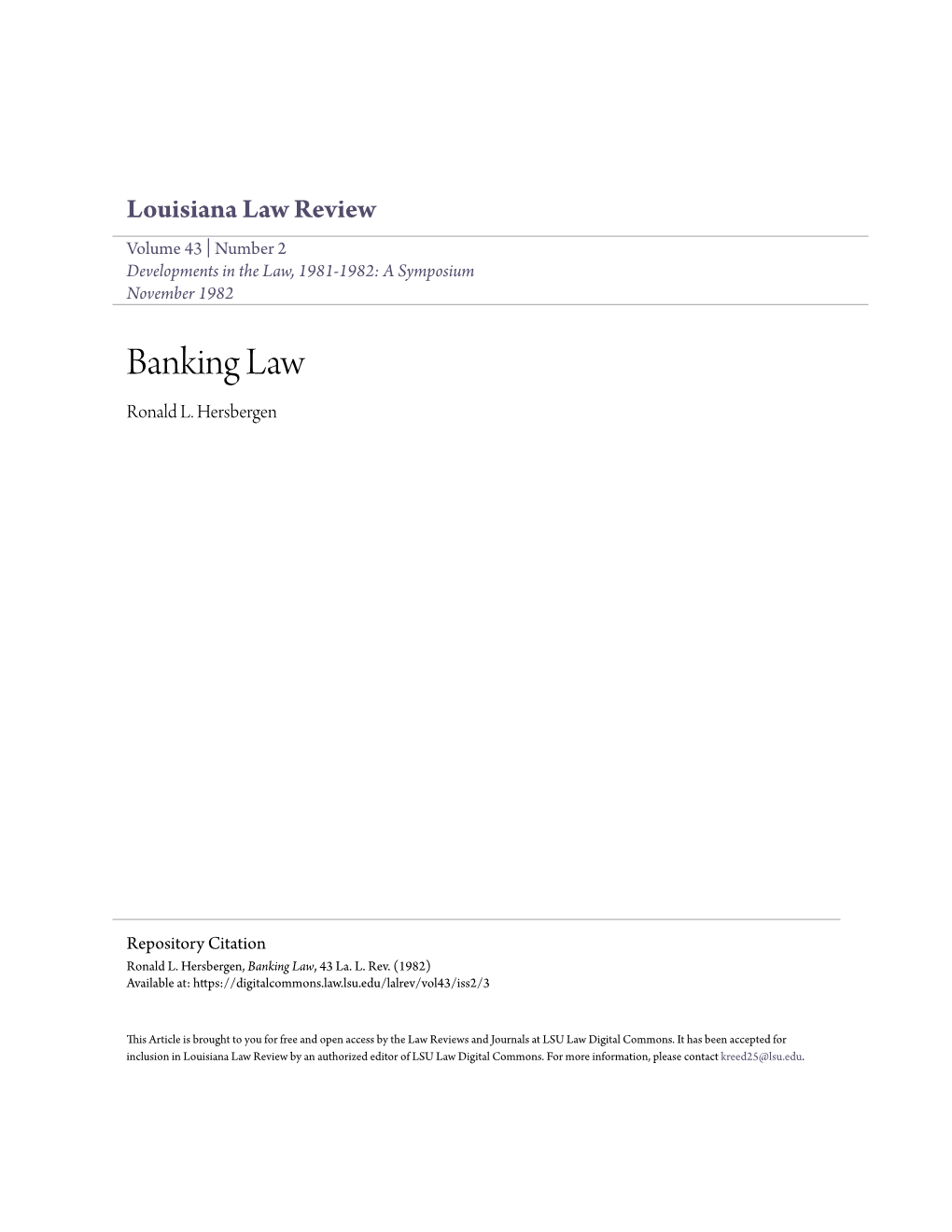 Banking Law Ronald L