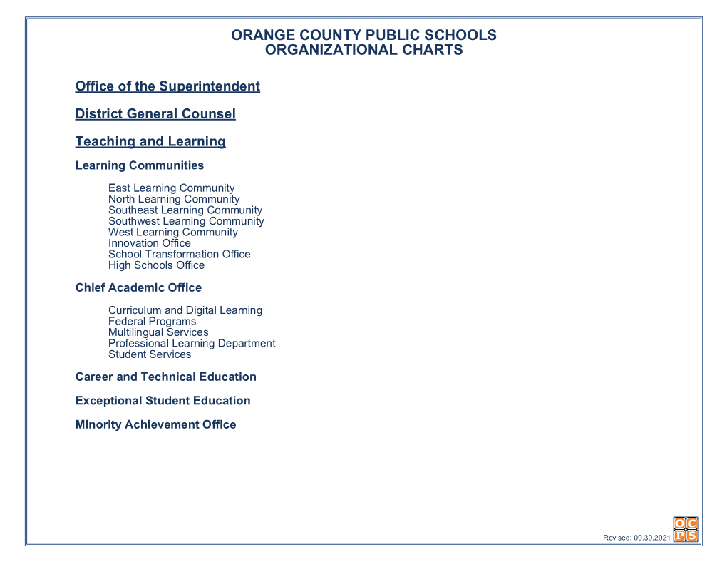 Orange County Public Schools Organizational Charts