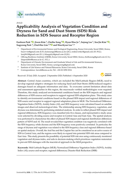 Applicability Analysis of Vegetation Condition and Dryness for Sand and Dust Storm (SDS) Risk Reduction in SDS Source and Receptor Region