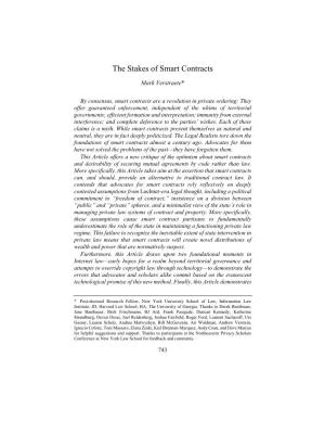 The Stakes of Smart Contracts