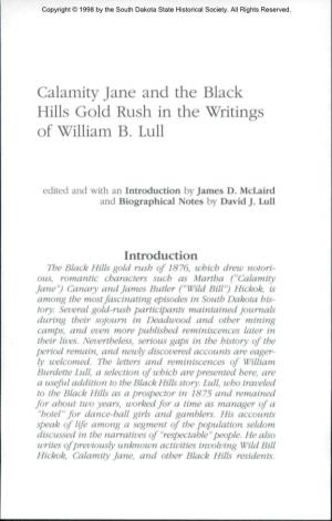 Calamity Jane and the Black Hills Gold Rush in the Writings of William B. Lull