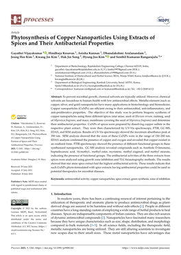 Phytosynthesis of Copper Nanoparticles Using Extracts of Spices and Their Antibacterial Properties