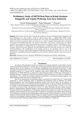 Preliminary Study of SRTM Dem Data in Kelud, Kasinan- Songgoriti, and Arjuno-Welirang, East Java, Indonesia